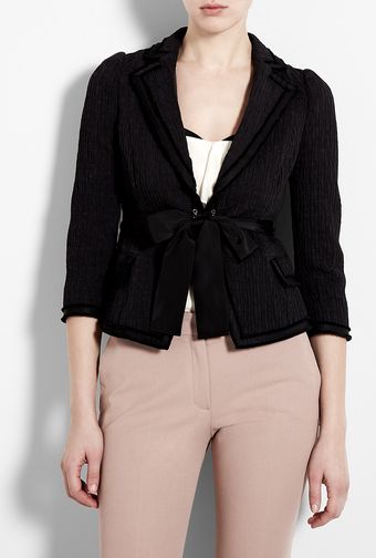 Moschino Cheap & Chic Black Crinkle Jacket with Grosgrain Belt - Lyst