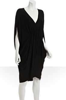 Nicole Miller Black V-neck Cinched Waist Tunic Dress - Lyst