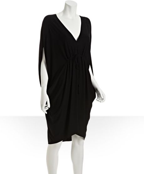 Nicole Miller Black Vneck Cinched Waist Tunic Dress in Black - Lyst