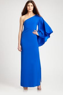 Nicole Miller Asymmetrical Silk Gown - Lyst