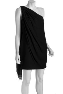 Notte By Marchesa Black Chiffon Draped Pleated One Shoulder Dress - Lyst
