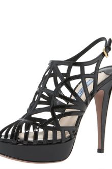 Prada Patent Caged Slingback Sandal - Lyst