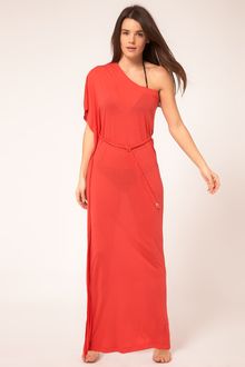River Island One Shoulder Jersey Tie Waist Maxi Dress - Lyst