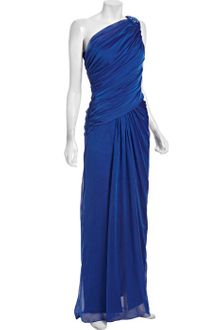 Tadashi Shoji Blueberry Drape Iridescent Chiffon Embellished One Shoulder Gown - Lyst
