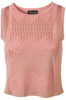Topshop Knitted Aztec Plated Vest - Lyst