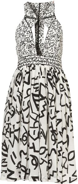  Hieroglyph Piped Halter Dress By Unique** 