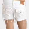 True Religion Keira Frayed Denim Shorts in White - Lyst
