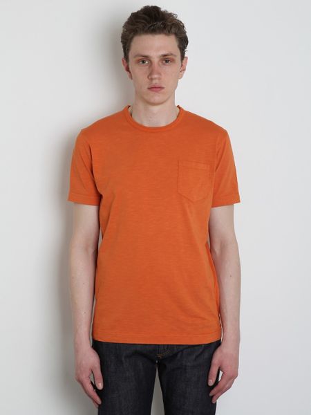 Ymc Ymc Mens Slub Jersey Pocket Tshirt in Orange for Men - Lyst