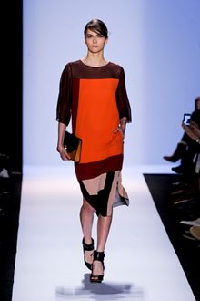 BCBGMAXAZRIA Fall 2012 Sheer Side Split Midi Dress - Lyst