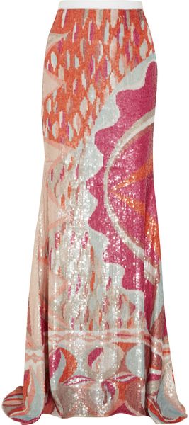 Emilio Pucci Sequined Silk Maxi Skirt - Lyst