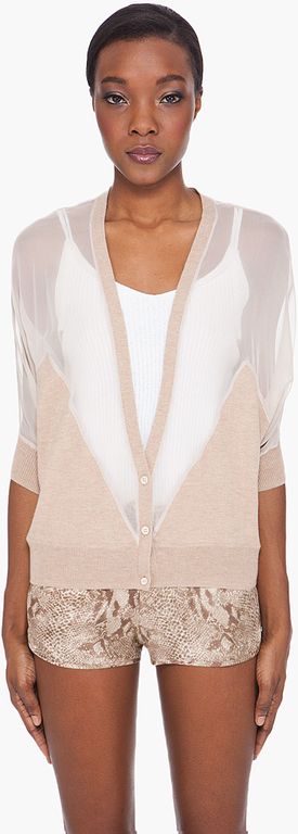 Haute Hippie Nude Silk Blend Cardigan in Pink nude Lyst