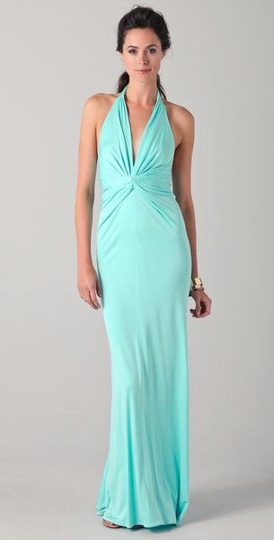 Issa Long Sleeveless Halter Dress in Green (ice) - Lyst