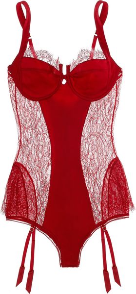 Kiki De Montparnasse By Julia Restoin Roitfeld Chantilly Lace and Satin Bodysuit - Lyst