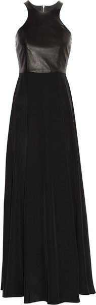 Mason by Michelle Mason Washed-silk Crepe De Chine and Leather Gown - Lyst