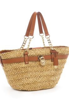 Michael Kors Hamilton Straw Large Tote - Lyst