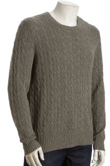 Polo Ralph Lauren Grey Cashmere Cableknit Crewneck Sweater - Lyst