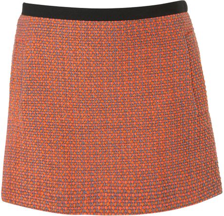 Topshop Premium Coord Fluro Boucle Skirt in Orange (fluro orange) - Lyst