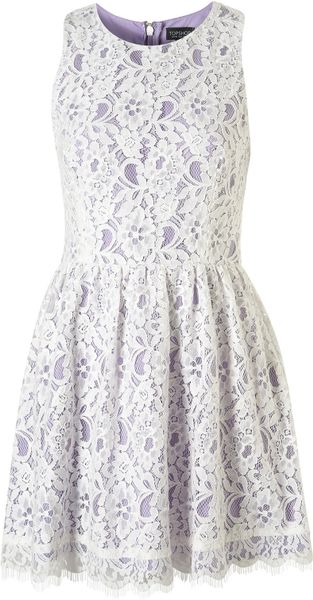 Topshop Sleeveless Lace Dress - Lyst