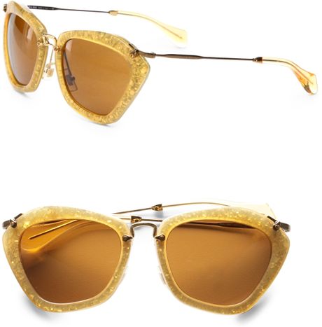 Miu Miu Noir Catwalk Sunglasses in Gold - Lyst