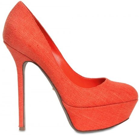 Sergio Rossi 130mm Uptown Linen Pumps in Orange - Lyst