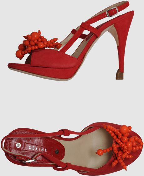 Celine Platform Sandals in Red (lead) - Lyst