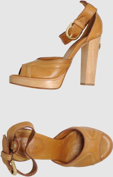 Chloé Platform Sandals in Brown (tan) - Lyst