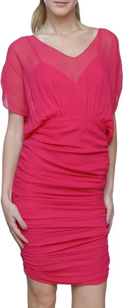 Alice + Olivia Chiffon Draped Dress in Pink - Lyst