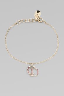 Dior Crystal Accented Logo Charm Bracelet/goldtone - Lyst