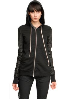 DRKSHDW by Rick Owens Leather Sleeve Sweatshirt - Lyst
