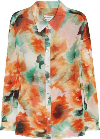 Helene Berman Floral-print Chiffon Shirt - Lyst
