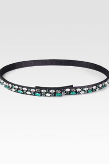 Prada Two-row Stone Accented Satin Belt - Lyst