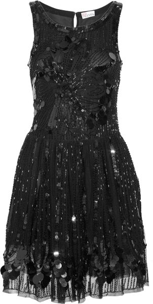 Red Valentino Embellished Mesh Dress in Black - Lyst