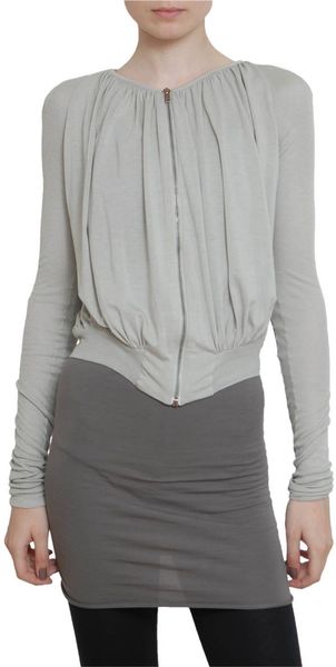 Rick Owens Lilies Short Baloon Jersey Cardigan Sweater in Gray - Lyst