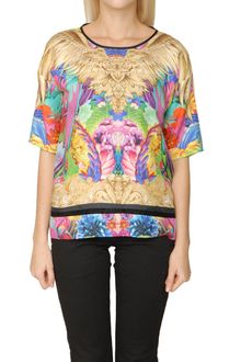 Roberto Cavalli Flower Wings Silk T-shirt - Lyst