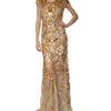 Roberto Cavalli Tulle Mermaid Dress with Golden Sequins Embrodery in Beige (mermaid) - Lyst