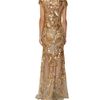 Roberto Cavalli Tulle Mermaid Dress with Golden Sequins Embrodery in Beige (mermaid) - Lyst