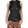 Roberto Cavalli Sleeveless Embroidery Chiffon Blouse in Black - Lyst