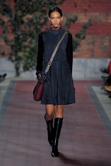 Tommy Hilfiger Fall 2012 Pleated Suede Shift Dress - Lyst