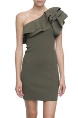 Valentino One Shoulder Stretch Dress with Ruffles