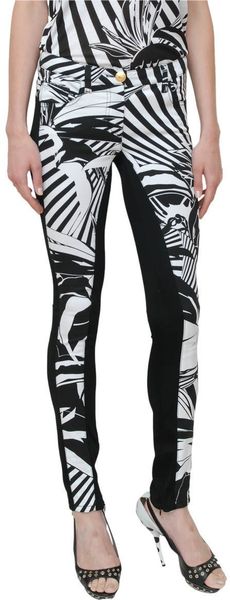 Versace Two Colored Printed Skinny Jeans in Black - Lyst