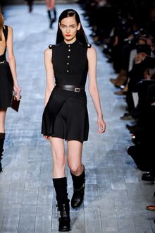 Victoria Beckham Fall 2012 Short Sleeveless Military Styled Black Dress with Epaulettes - Lyst