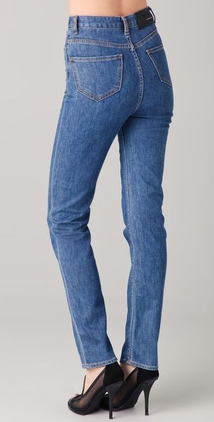 Blk Dnm High Waisted Straight Leg Jeans In Blue