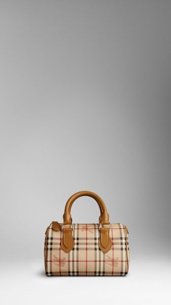 Burberry Small Haymarket Bowling Bag in Brown (tan) - Lyst