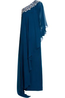 Marchesa Crystal-embellished Silk-chiffon One-shoulder Gown - Lyst