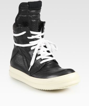 Rick Owens High Top Leather Sneakers - Lyst