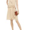 Vanessa Bruno Stretchsilk Crepe and Lace Dress in Brown (tan) - Lyst