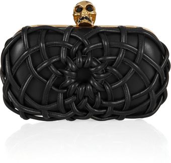 Alexander McQueen Skull Woven Leather Box Clutch - Lyst