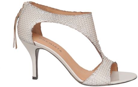 Premiata High Heel Woven Leather Sandal in White - Lyst