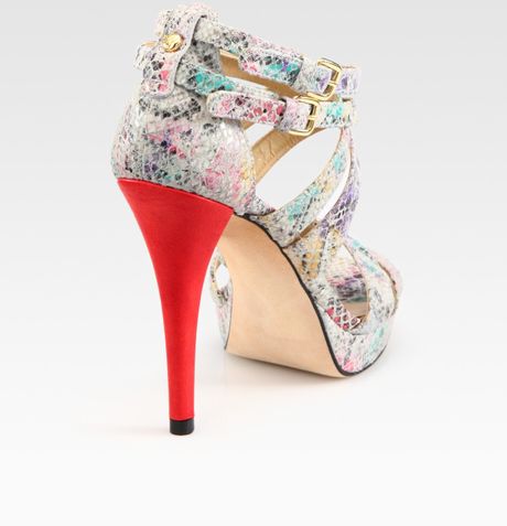 weitzman stuart python multicolored sandals platform leather