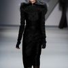 Vera Wang Fall 2012 Fur Trimmed Geometric Print Coat  in Black - Lyst